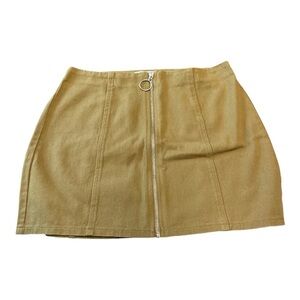 Chloe & Katie Tan Mini Skirt with Silver full center zip circle pull. Size L A4